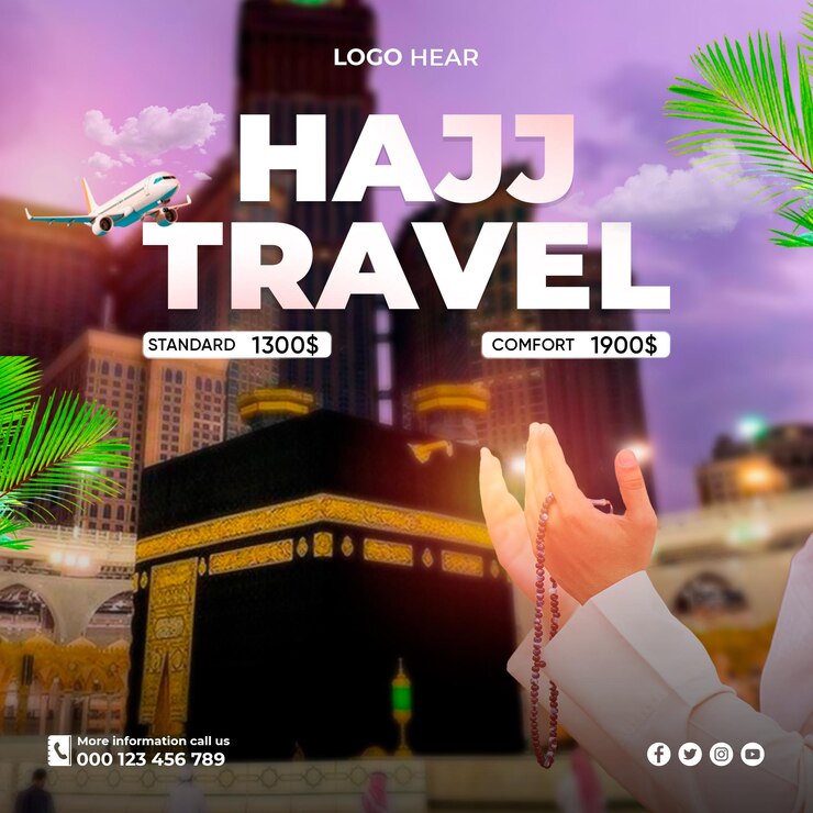 PSD viaje de hajj o umrah plantilla de publicación de redes sociales archivo psd