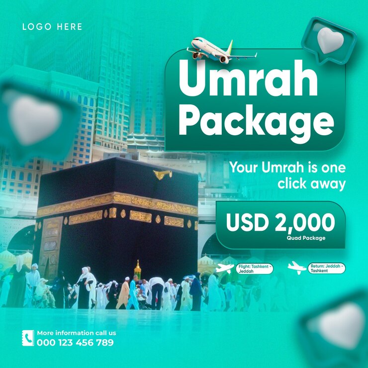 PSD viaje de hajj o umrah plantilla de publicación de redes sociales archivo psd