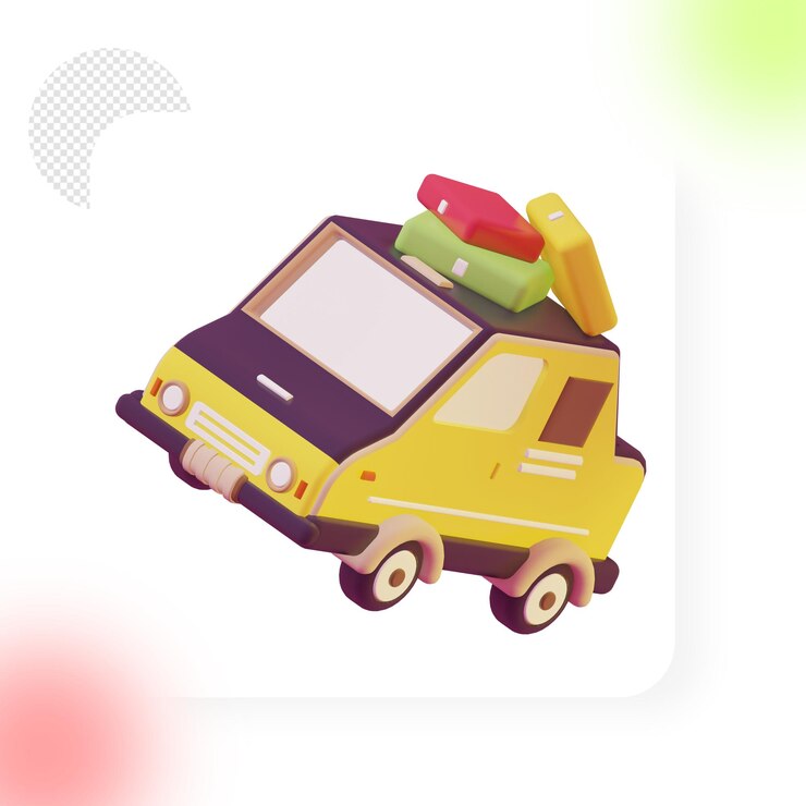 PSD viaje icono 3d - coche icono