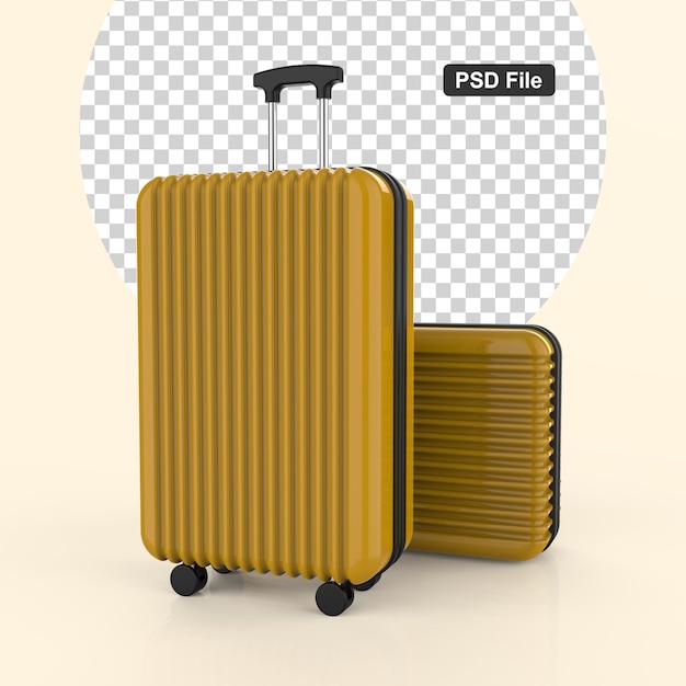 Viajero de maleta marrón sobre un fondo de color aislado