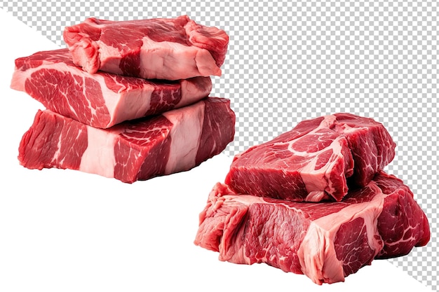 PSD viande de boeuf crue fond isolé