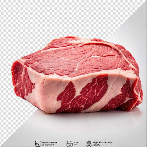 PSD viande de bœuf ou de steak crues préparées à la cuisson sur fond transparent