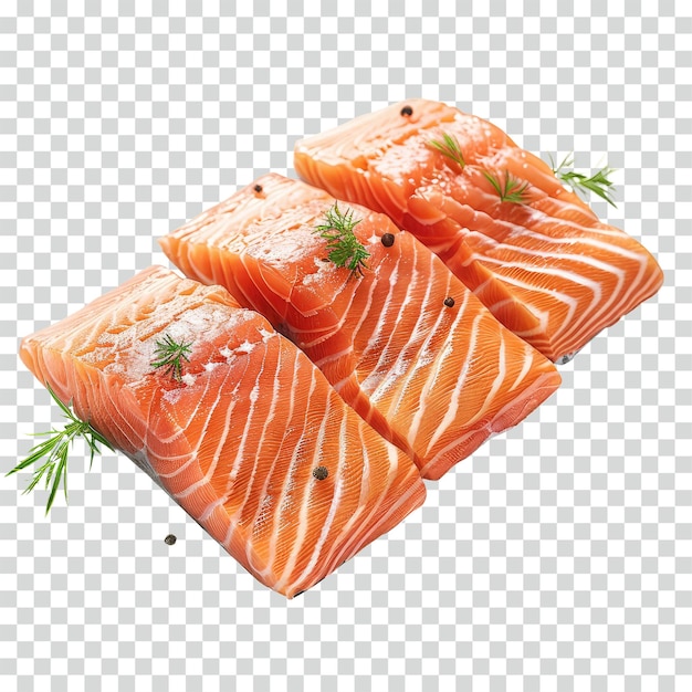 PSD viande de saumon crue à fond transparent