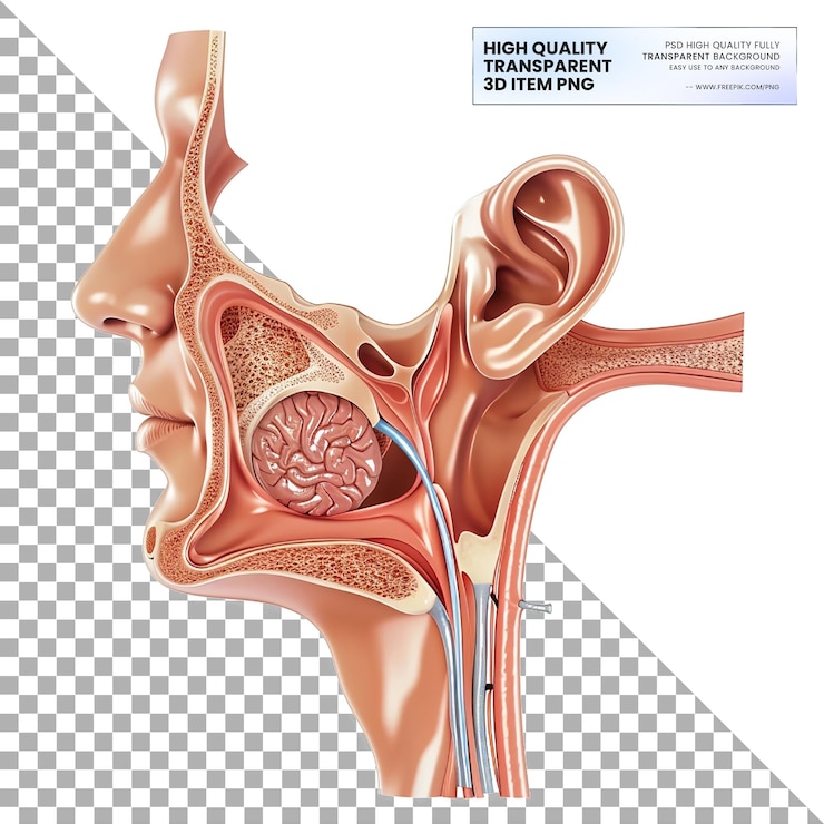 PSD las vías respiratorias nasofaríngeas para mantener una vía respiratoria abierta en un fondo transparente