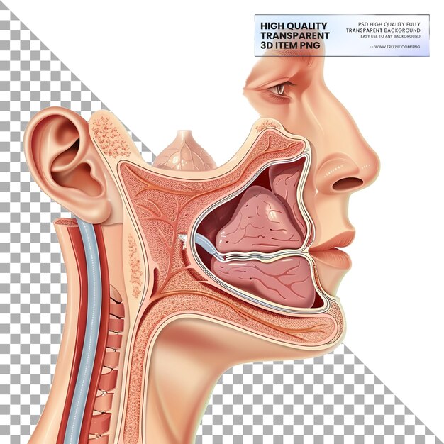 Las vías respiratorias nasofaríngeas para mantener una vía respiratoria abierta en un fondo transparente
