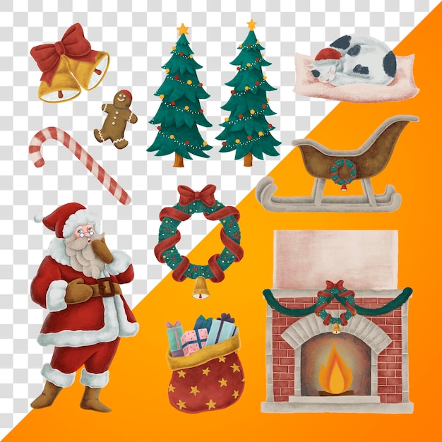 Vibe navideño festivos vacaciones png pegatinas dibujadas a mano