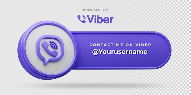 PSD viber entre em contato comigo banner 3d render label isolado no fundo branco