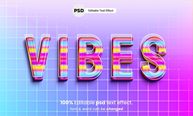 vibes 3d editable psd text effect
