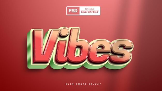 Vibes 3d orange Texteffekt bearbeitbares Vorlagendesign