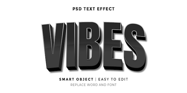 Vibes editierbarer texteffekt im 3d-stil