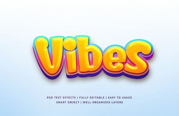 Vibes efecto de estilo de texto 3d