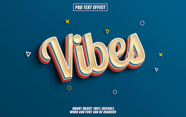 Vibes Text-Effekt Schriftart bearbeitbare Typographie 3D-Text