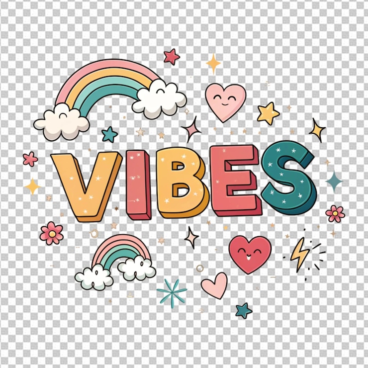 PSD vibes texto estilo de dibujos animados efecto de texto editable