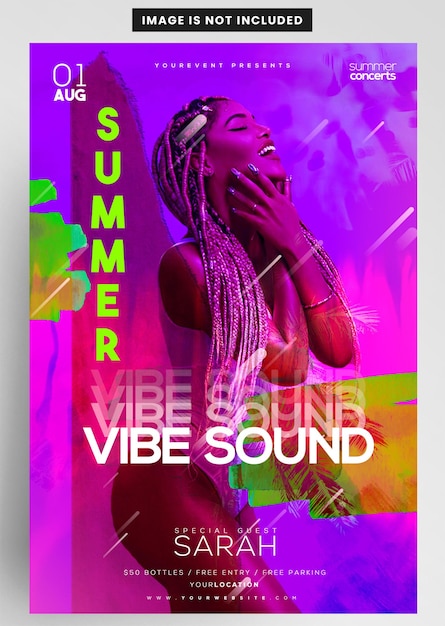 PSD vibes de verano evento de fiesta diseño de volante de banner de instagram