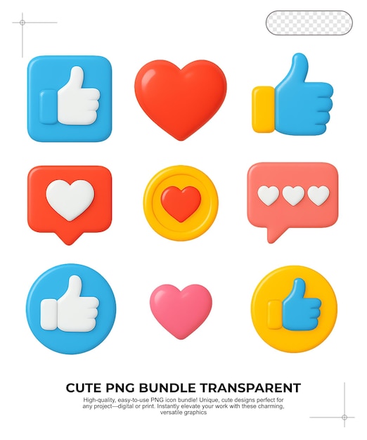 Vibrant 3D glossy social media and communication icons for modern digital interaction
