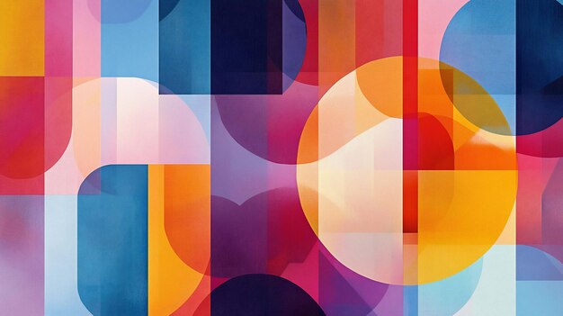 vibrant abstract geometric shapes in overlapping layers of color