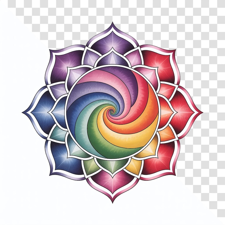 PSD vibrant chakra mandala for meditation and spiritual practices