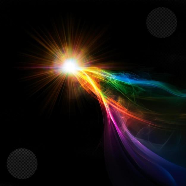 vibrant energy flow with rainbow rays