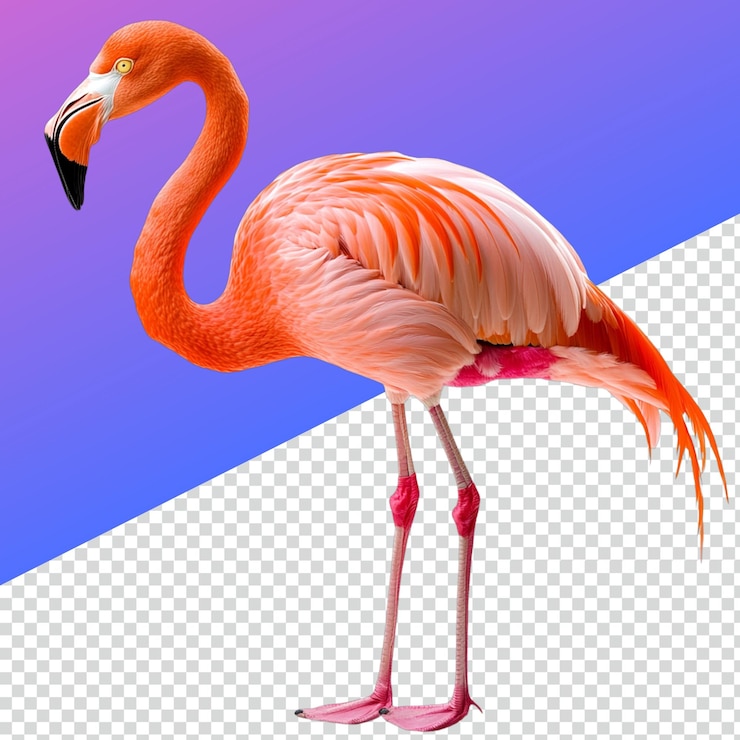 PSD vibrant flamingo png para proyectos de diseño con temas tropicales