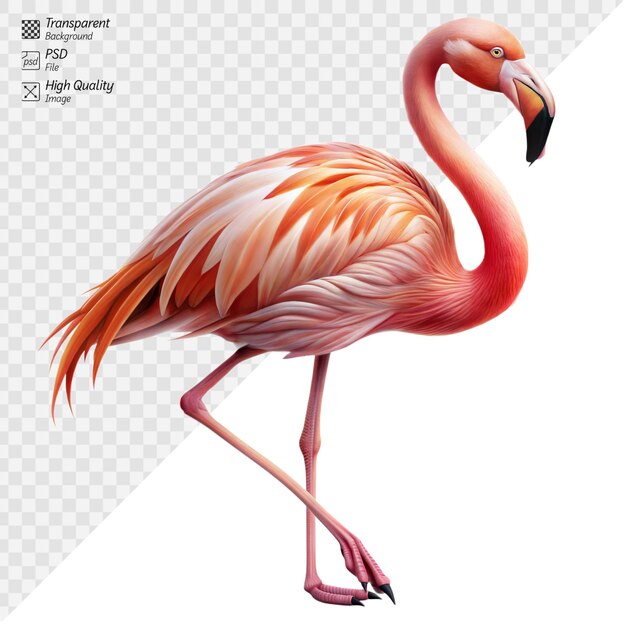 PSD vibrant flamingo standing gracefully on one leg