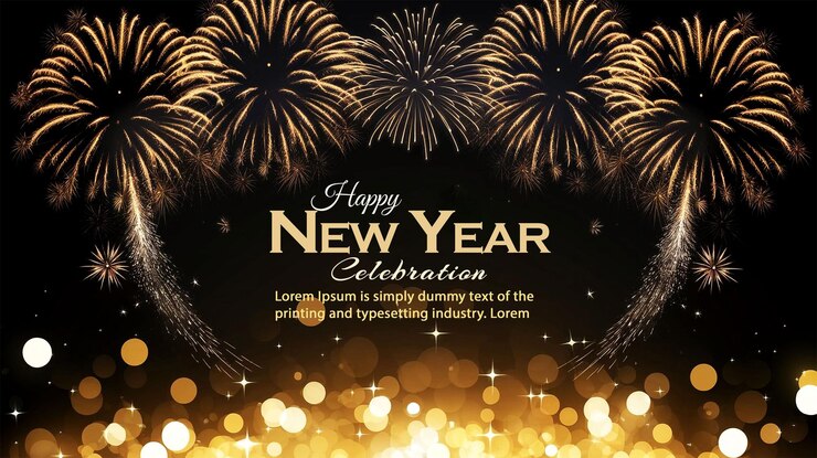 PSD vibrant happy new year banner with fireworks