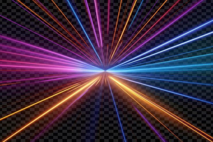 PSD vibrant light burst overlay effect transparent background