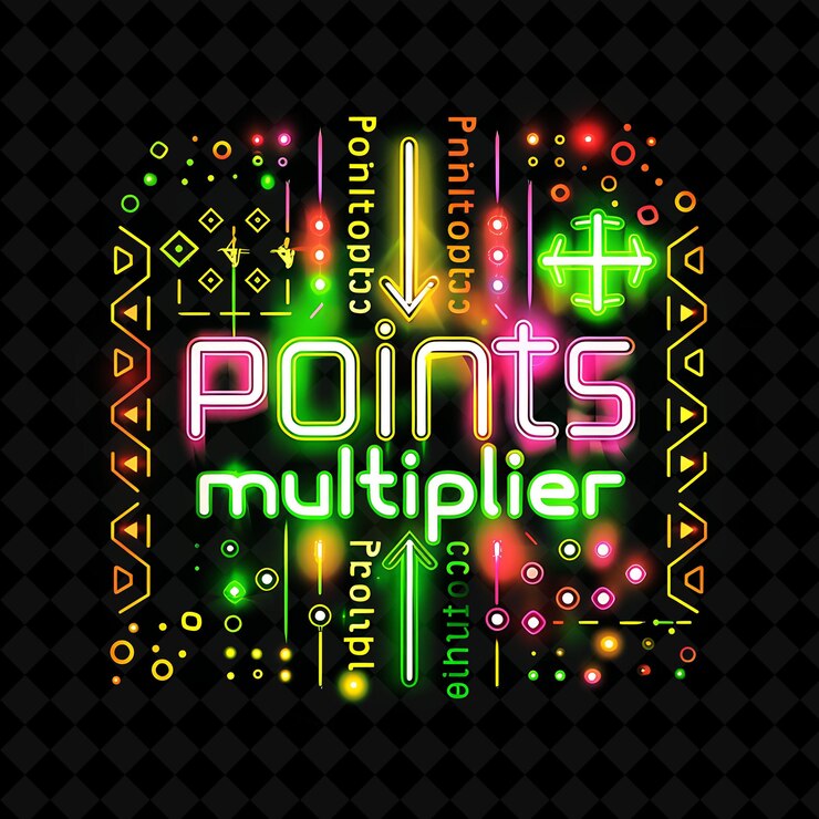 PSD vibrant neon glow of points multiplier texto con neon bright png y2k diseños decorativos de puestos de venta