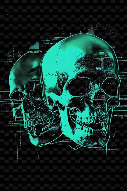 PSD vibrant neon skulls glitched skull texture material distorti y2k texture shape arte de decoración de fondo también se puede ver en la descripción de la página web.