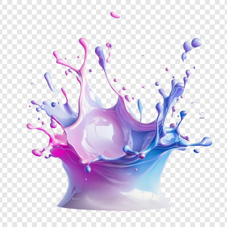 PSD vibrant purple and blue paint splash uma renderização 3d dinâmica