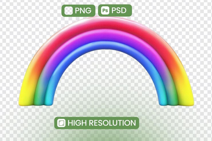 PSD vibrant rainbow arch highresolution modelo 3d png e arquivos psd disponíveis para download perfeito para projetos de design e criação de arte digital baixe agora