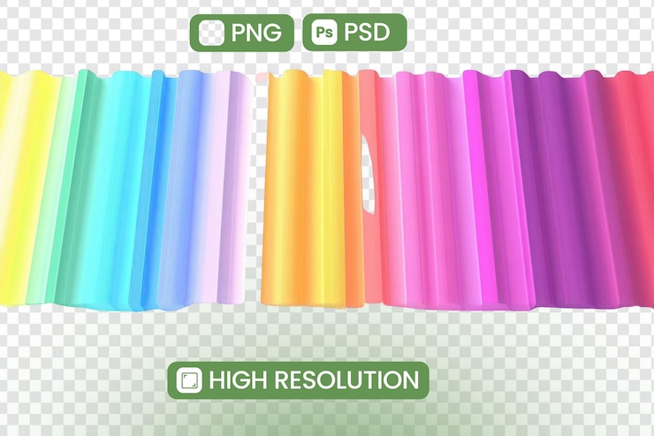 PSD vibrant rainbow fabric waves highresolution png psd downloads para projetos criativos arte digital e inspiração de design com um espectro de cores e texturas fluidas