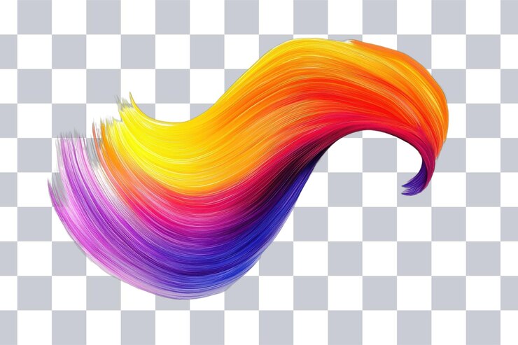 PSD vibrant rainbowcolored hair flowing elegantly against a white background in creative art style
