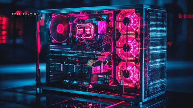 vibrant rgblit custom gaming pc tower with visible internal components