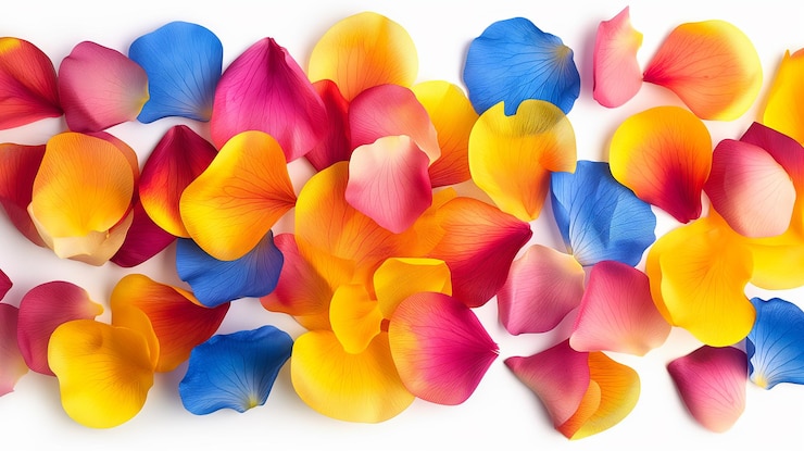 PSD vibrant rose petals in a spectrum of colors