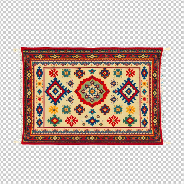 PSD vibrant traditional rug with intricate geometric patterns