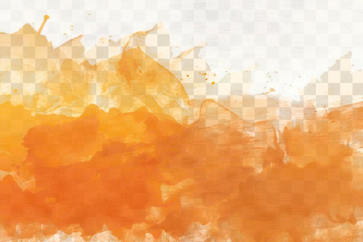 PSD vibrante abstracto acuarela naranja png pintura textura superposición de fondo transparente
