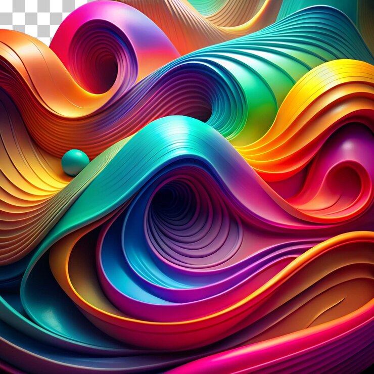 PSD vibrante colorido fluido abstracto 3d gradiente mezcla curvas forma