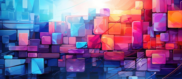 PSD una vibrante composición abstracta de coloridas formas geométricas y