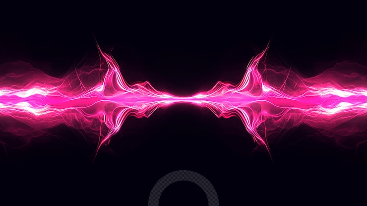 PSD vibrante diseño abstracto rosado con patrones de energía que fluyen en un fondo oscuro