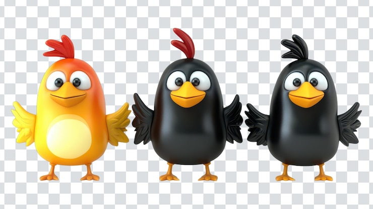 PSD una vibrante y encantadora escena de amigos emplumados en 3d de dibujos animados perfecta para niños39 libros y materiales educativos con pájaros coloridos sobre un fondo blanco