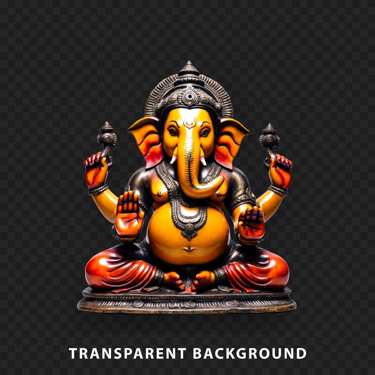 PSD una vibrante estatua de ganesha aislada en un fondo transparente