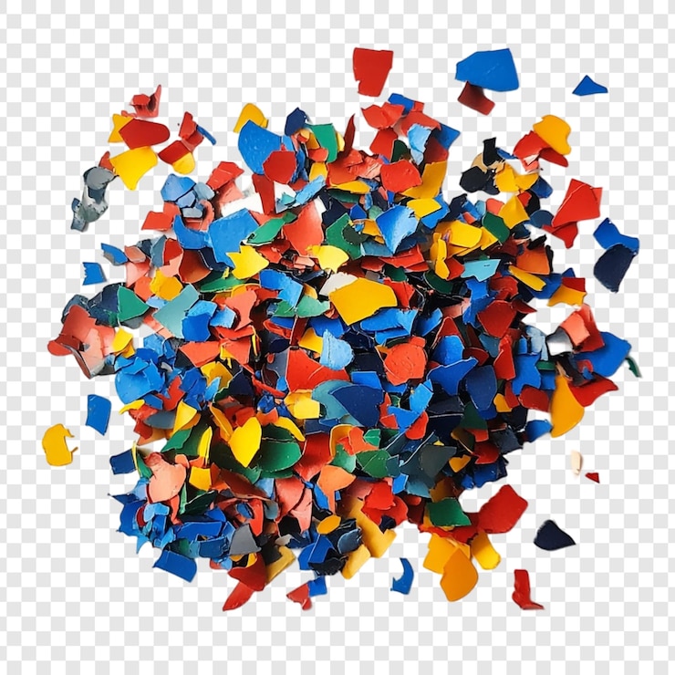 PSD una vibrante explosión de confeti multicolor esparcido y fragmentado creando un espectáculo visual dinámico de color y textura