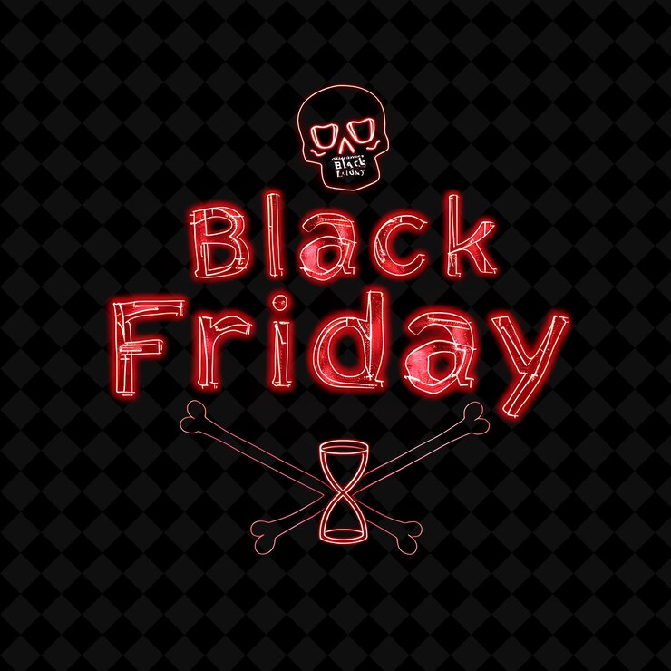 PSD vibrante explosión de neón del viernes negro texto con neón rojo profundo un png y2k diseños decorativos de post de venta