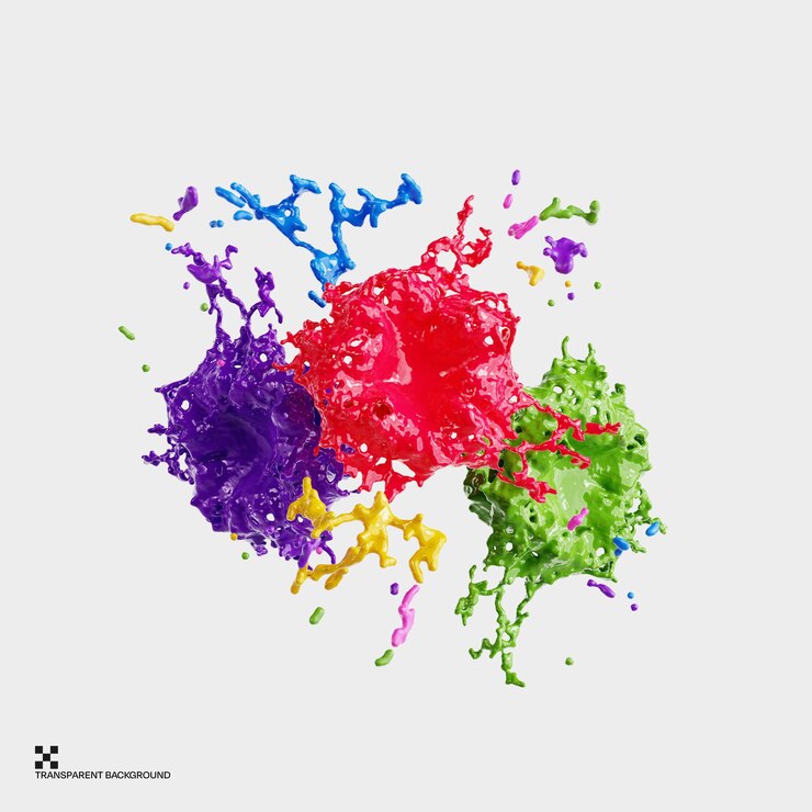PSD vibrante holi color splash com gotículas de água multicoloridas