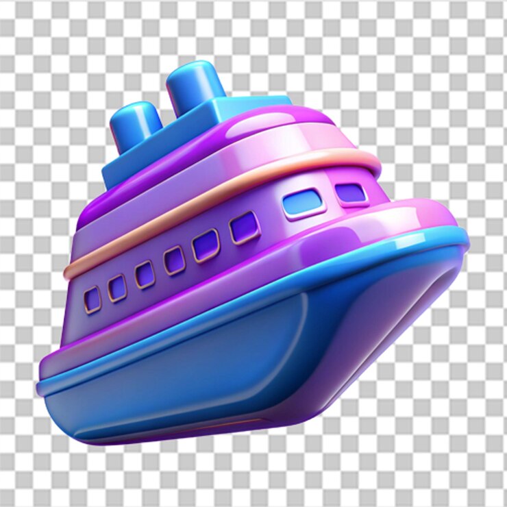 PSD vibrante icono de estilo plástico 3d de un elegante y moderno crucero con acabados brillantes