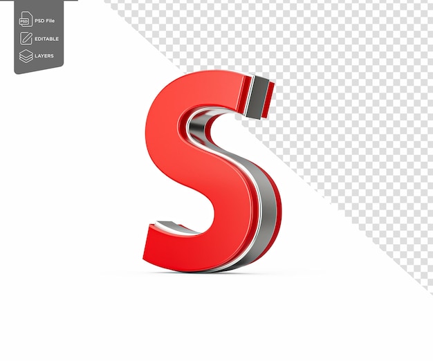 La vibrante letra S en mayúscula roja brilla con su elegante diseño fuente en negrita con bordes afilados ilustración 3D