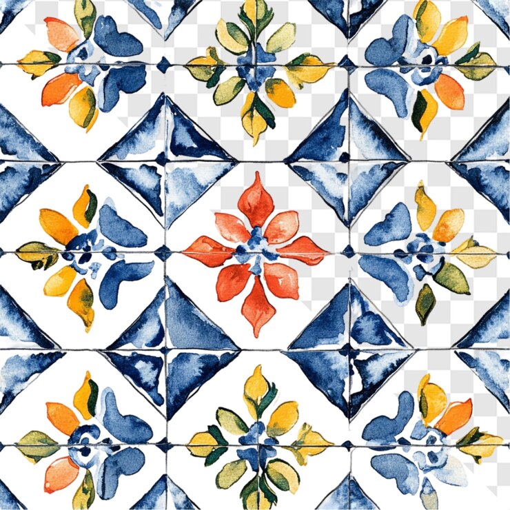 PSD vibrante modello di piastrelle ad acquerello delizioso disegno floreale
