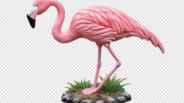PSD un vibrante ornamento de césped de flamenco rosa perfecto para agregar un toque divertido a su jardín o espacio al aire libre