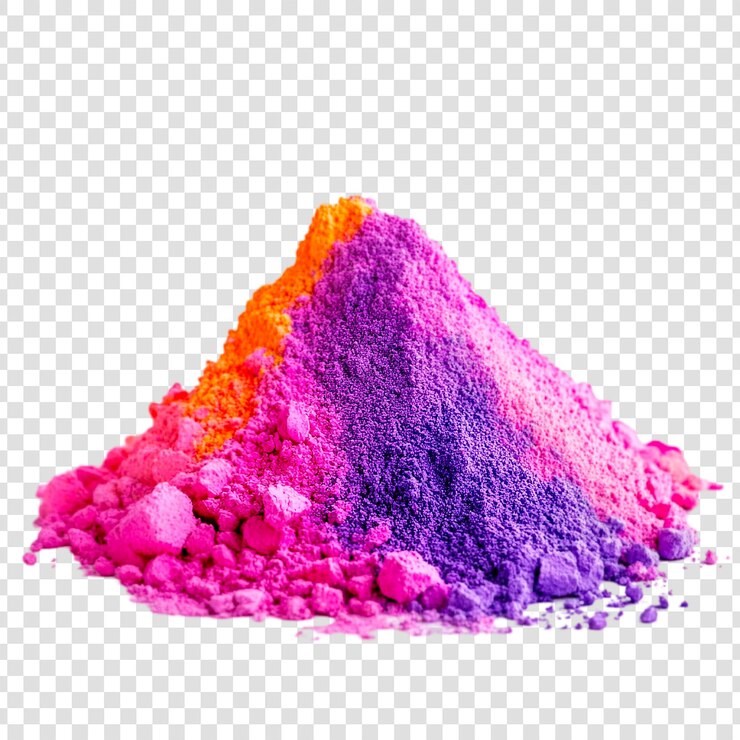 PSD vibrante pila de polvo de holi fiesta de los colores rosa, púrpura y naranja