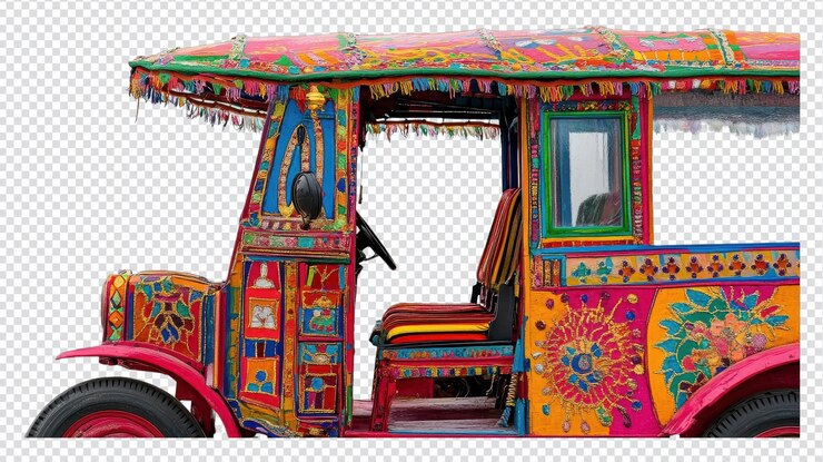 PSD un vibrante primer plano de un colorido auto rickshaw indio perfecto para blogs de viajes e ilustraciones culturales